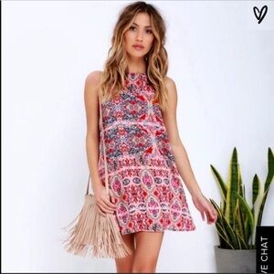 Lulus paisley red pattern swing dress medium